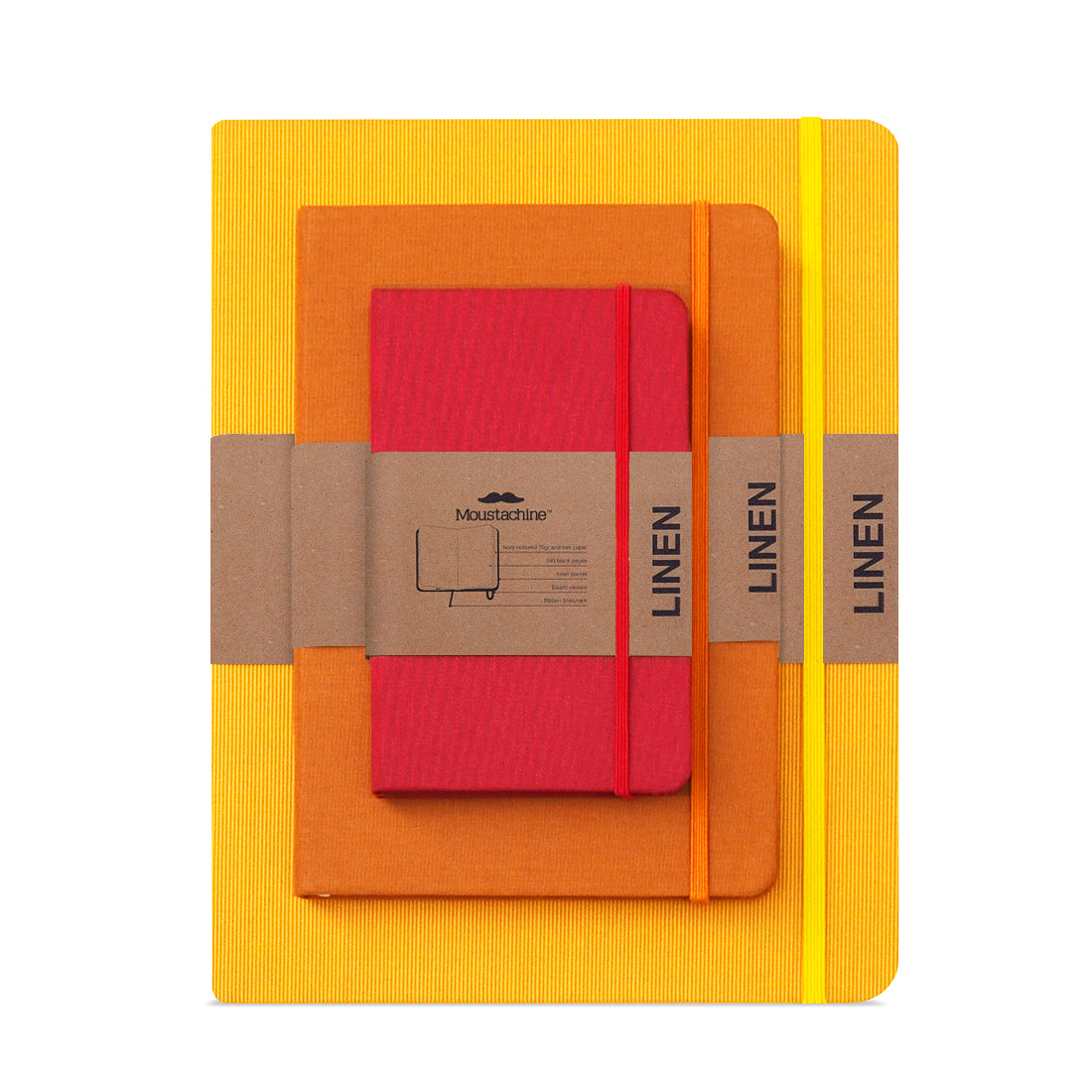3-Notebook Set Yellows and Reds Blank Large, Medium, and Pocket