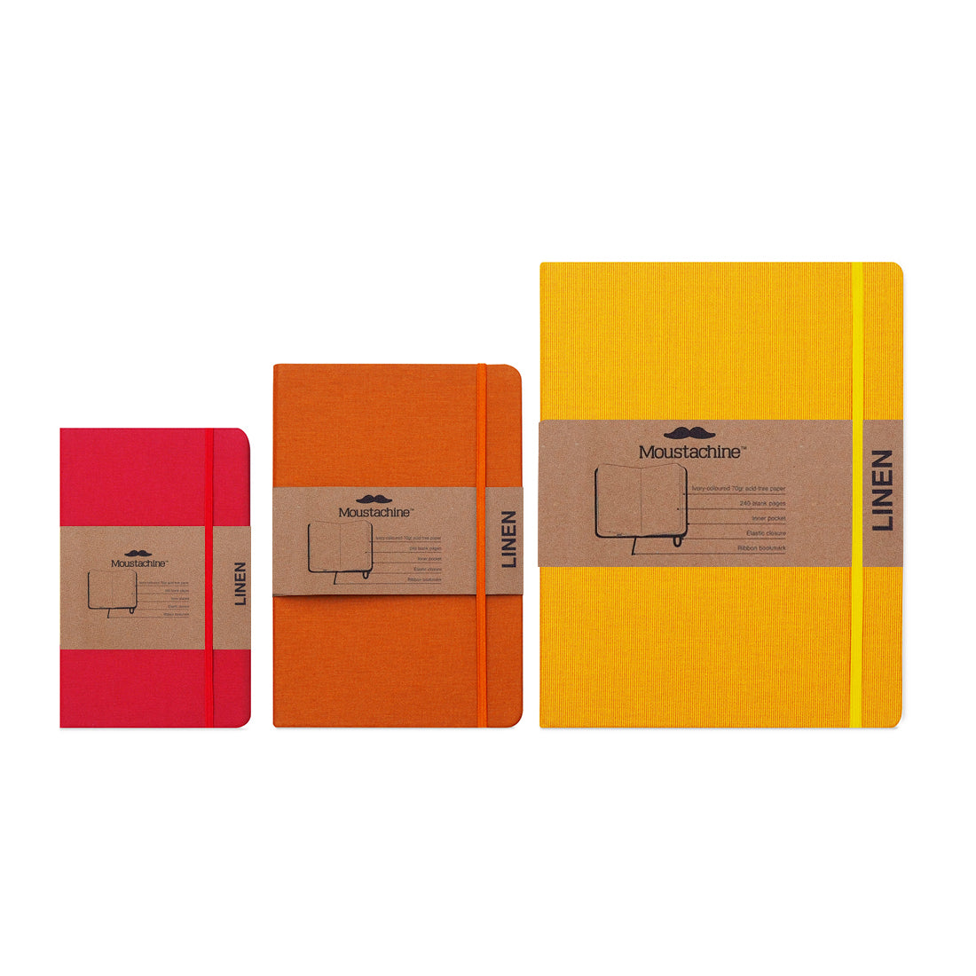 3-Notebook Set Yellows and Reds Blank Large, Medium, and Pocket