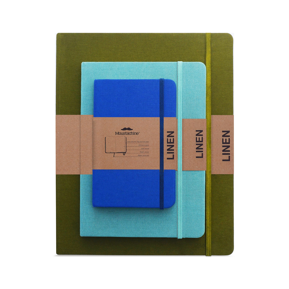 3-Notebook Set Greens and Blues Large, Medium, and Pocket